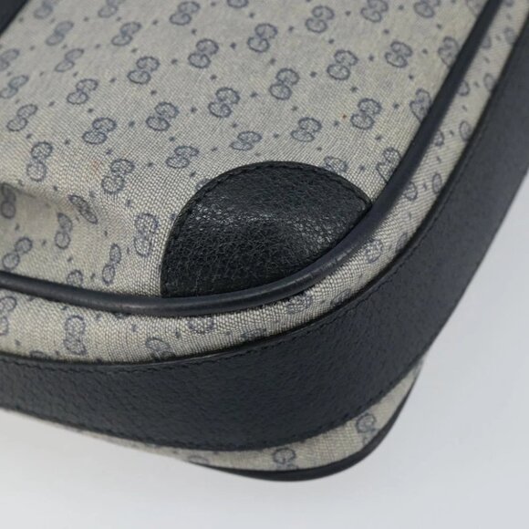 GUCCI Micro GG Canvas Shoulder Bag PVC Leather Navy - Picture 8 of 16